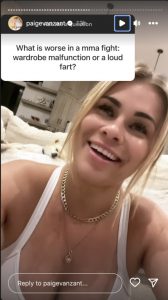 OnlyFans star Paige VanZant reveals incredible wardrobe malfunction during UFC fight as she nearly flashed her boobs