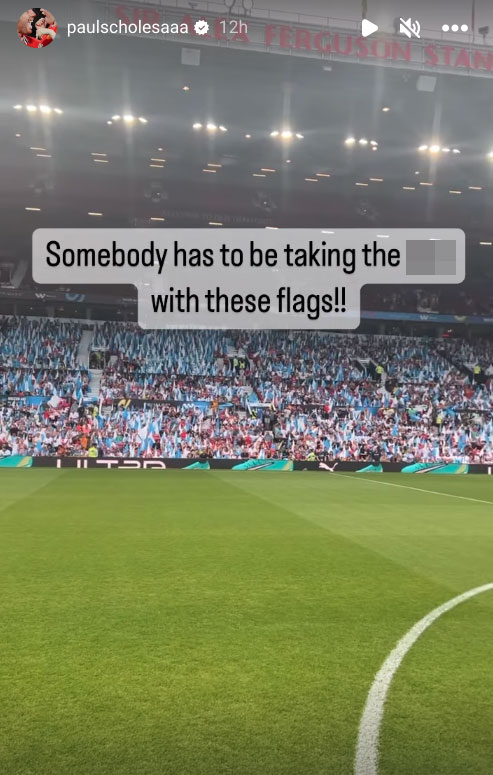 Man Utd legend Paul Scholes rages ‘someone has to be taking the p***’ after seeing Old Trafford stands at Soccer Aid