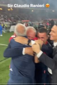 Emotional moment Claudio Ranieri breaks down in tears as ex-Chelsea manager leads Cagliari to promotion for third time