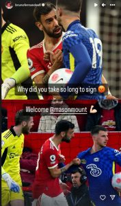 Man Utd fans in stitches at Bruno Fernandes’ ‘angry’ welcome message to Mason Mount after £60m transfer from Chelsea