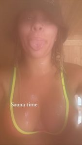 Ex-UFC and OnlyFans star Paige VanZant works up a sweat in the sauna as she pokes out her tongue in cheeky pic