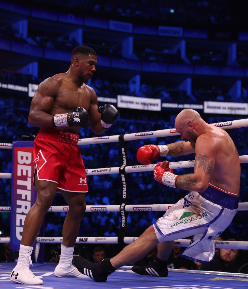 Anthony Joshua KOs Robert Helenius with brutal punch after he’s BOOED by O2 crowd during laboured fight