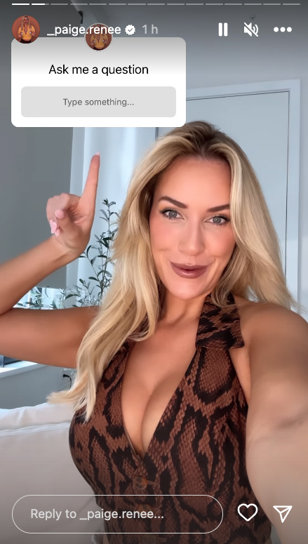 Paige Spiranac looks sensational in busty tiger-print dress as golf influencer gives eye-popping close up of boobs