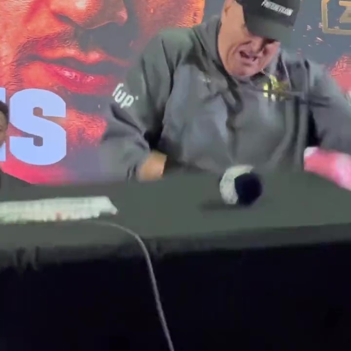 Watch raging John Fury have on-stage meltdown and boot tables and chairs over at KSI vs Tommy Fury press conference