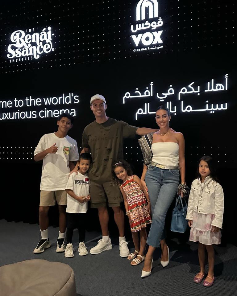 Stylish Georgina Rodriguez goes braless as she enjoys cinema trip with Cristiano Ronaldo and her family