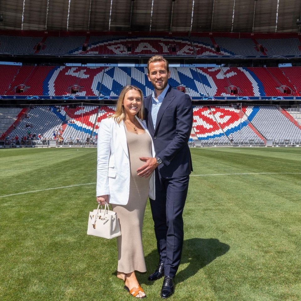 Harry Kane’s wife posts touching pics of family’s arrival in Germany as kids play on pitch and pose on Bayern team bus