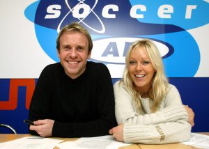 Soccer AM legends Helen Chamberlain and Tim Lovejoy look totally different as they reunite on TV show