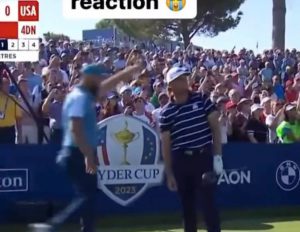 Golf fans LOVE Jon Rahm after Europe Ryder Cup star’s brilliant reaction to Sam Burns’ tee shot