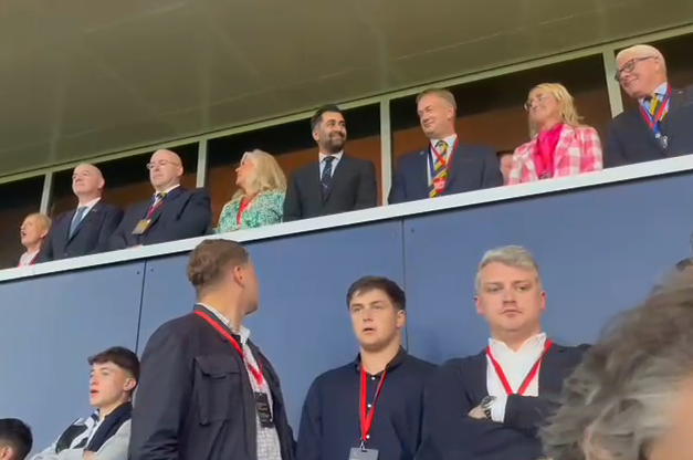 Scotland’s First Minister Humza Yousaf accused of ‘smirking’ as Tartan Army fans loudly boo God Save The King