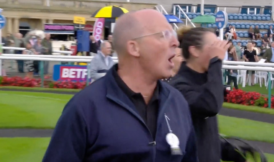 Watch ex-Prem ref Mike Dean go from ecstasy to agony as his horse finishes second but fans all fixated on something else