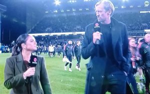 Fans astonished Peter Crouch is only 6ft 7in as ex-England star towers over Jules Breach in TNT Sports coverage