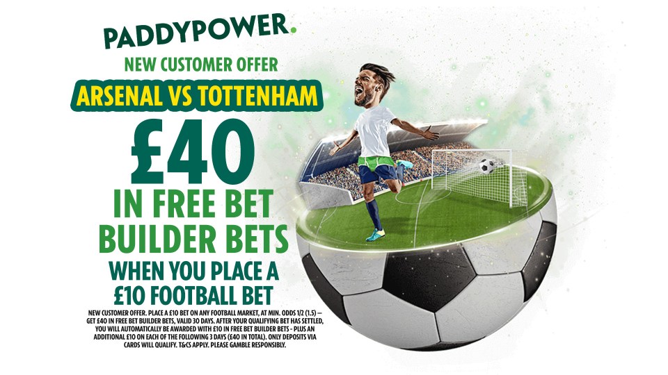 Arsenal vs Tottenham: Back our 18/1 Bet Builder tip PLUS £40 in free bets with Paddy Power