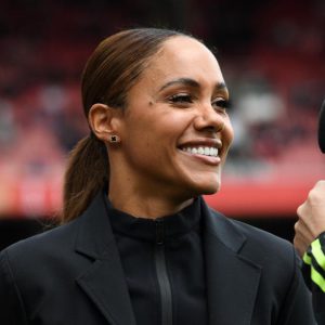 Alex Scott shows off abs with behind-the-scenes look at North London derby as fans call Arsenal legend ‘so beautiful’