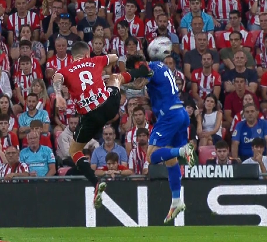 Athletic Bilbao star Oihan Sancet sent off for horror challenge against Getafe as Mason Greenwood starts first match