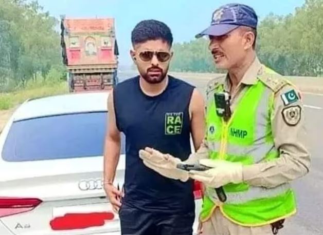 Moment Asia Cup star Babar Azam is slapped with traffic fine after Pakistan captain is caught speeding in Audi