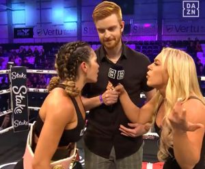 Elle Brooke leaves fans disgusted as she asks for cup to PEE in live on TV during Misfits boxing card