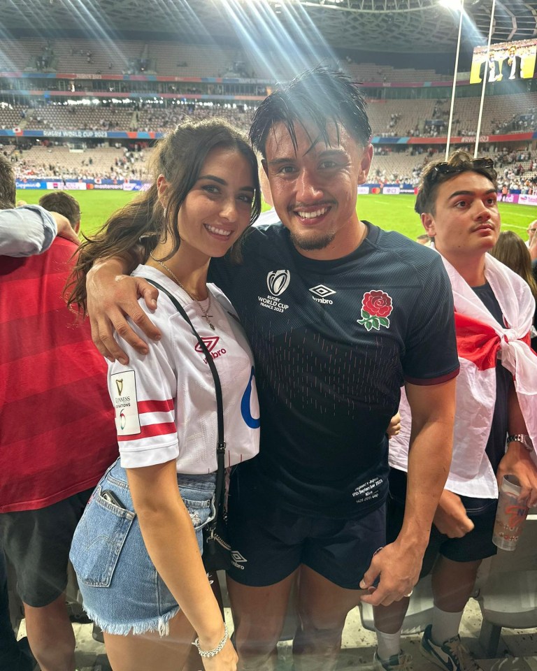 England star Marcus Smith celebrates Rugby World Cup debut with stunning girlfriend Beth Dolling after Japan win