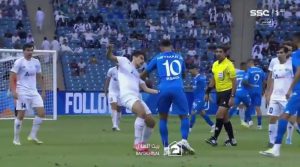 Neymar marks Saudi debut by shoving opponent and booting ball at him as fans joke ‘is his sister’s birthday coming up?’