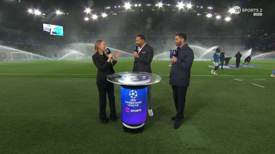 Laura Woods left ‘embarrassed’ live on TV as Rio Ferdinand cheekily shows her up on her TNT Sports debut