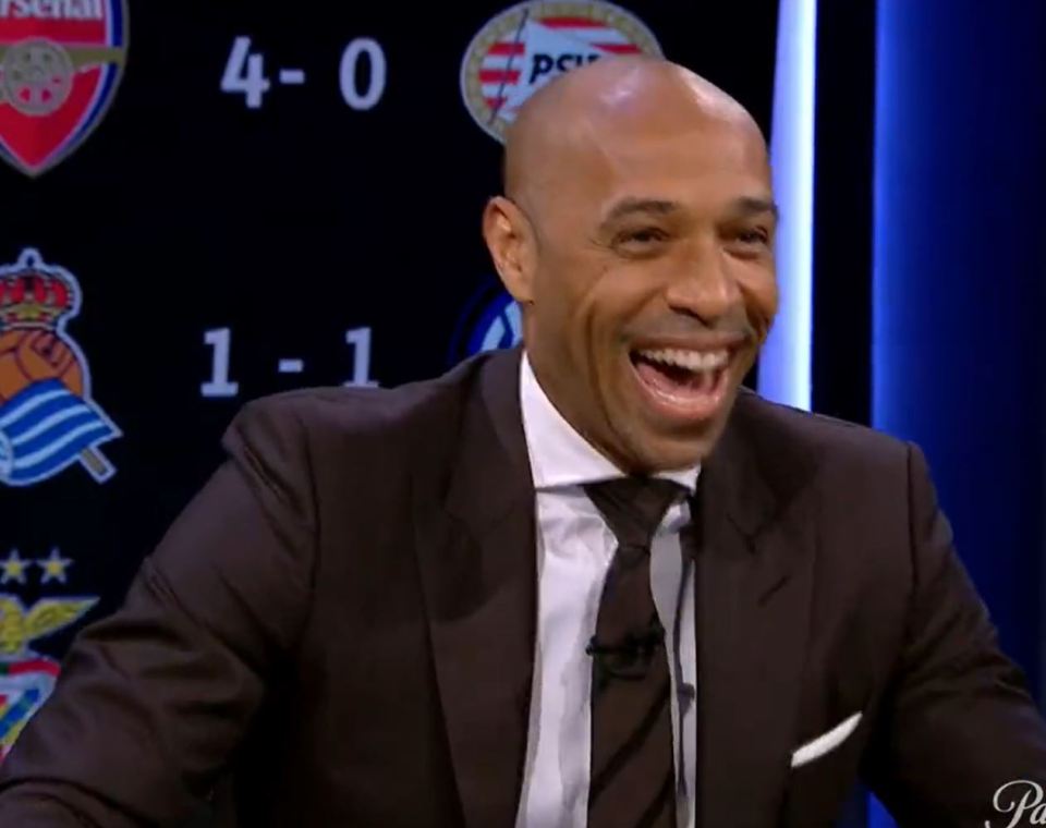 Watch Harry Kane react awkwardly live on CBS Sports as Thierry Henry jokes ‘you look good in red and white’