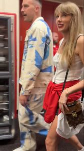 Taylor Swift spotted with Travis Kelce for first time as NFL star leaves Chiefs stadium with pop icon amid dating rumors