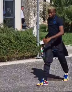 Victor Osimhen appears to snub Napoli team-mates in awkward arrival at team hotel after ‘coconut’ video storm