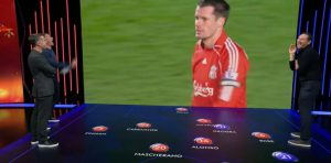 Carragher brilliantly lip-reads himself as Sky Sports show old footage of him fuming after Lampard scores against him