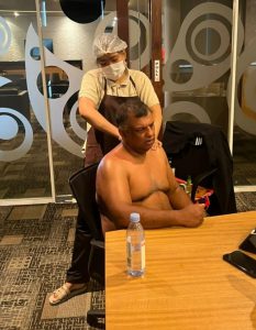 Topless ex-Premier League owner gets massage during meeting then shares picture on LinkedIn to stunned followers