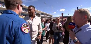 Fans left in stitches at ‘painful’ way Anthony Joshua makes Martin Brundle wait for interview on grid walk before US GP