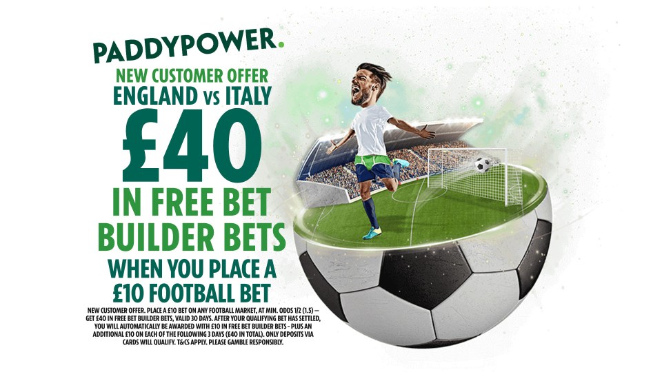 England vs Italy: Back our 22/1 Bet Builder tip, plus get £40 in free bets with Paddy Power