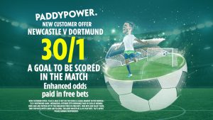 Newcastle vs Borussia Dortmund: Get 30/1 for a goal to be scored in Wednesday’s Champions League clash with Paddy Power