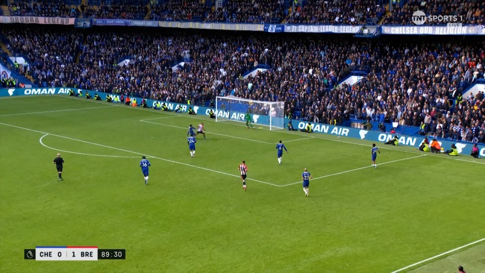 Fans baffled by bizarre optical illusion during Chelsea’s defeat to Brentford as fans say ‘I thought that was in?’