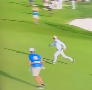 Watch moment ‘Colonel Sanders’ evades security and sprints across green and jumps in lake to celebrate Ryder Cup win