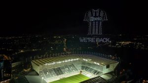 Newcastle sponsor Sela puts on incredible drone show to celebrate Champions League return before home clash with PSG