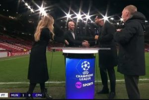 Awkward moment Laura Woods is ‘PIED’ by Man Utd boss Ten Hag live on TV leaving TNT Sports host ‘double embarrassed’