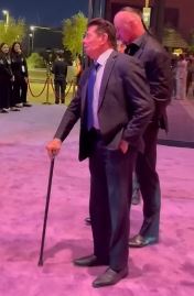 Vince McMahon looks unrecognisable as WWE boss arrives at Tyson Fury vs Ngannou with walking stick and new haircut