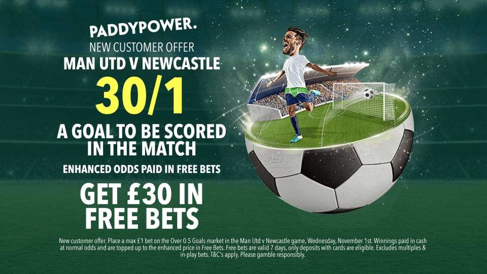 Man Utd vs Newcastle: Get huge 30/1 for a goal to be scored in Carabao Cup clash with Paddy Power