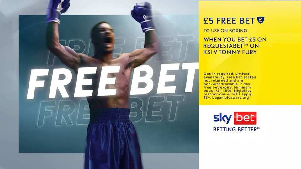 KSI vs Tommy Fury – Get £5 free bet for boxing when you place a £5 RequestABet