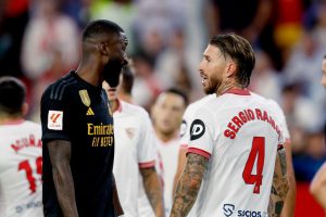 Sergio Ramos pulls Antonio Rudiger’s cheeks in bizarre clash but Spain legend’s Real Madrid replacement just laughs