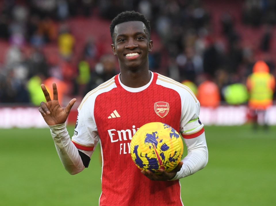 Emotional Eddie Nketiah dedicates Arsenal hat-trick to late aunt who passed away as he reveals family were in stands