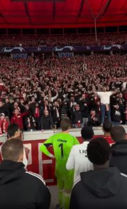 Watch incredible moment Champions League team line up for post-match pep talk from FANS despite ninth straight loss