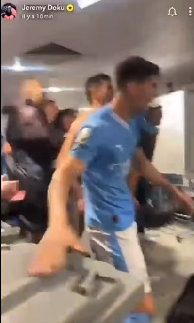 Inside Man City stars’ wild dressing room celebrations at Old Trafford after hammering pitiful rivals Man Utd