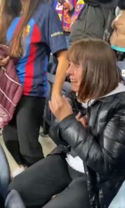 Emotional moment Barcelona wonderkid Guiu’s family burst into tears after 17-year-old scores just 33 seconds into debut