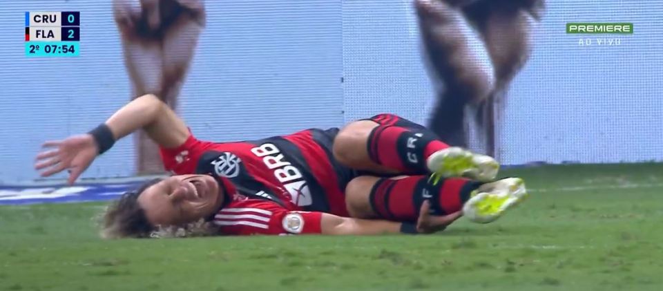 Ex-Chelsea and Arsenal star David Luiz stretchered off in tears in worrying scenes after falling to floor off the ball