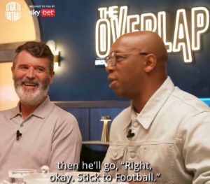 Man Utd legend Roy Keane left in stitches on podcast after Ian Wright does hilarious Gary Neville impression