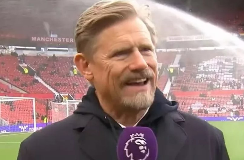 Hilarious moment Man Utd legend Schmeichel flees live TV interview with cameraman forced to take cover