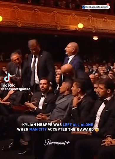 Awkward moment Kylian Mbappe is left all alone on live TV during Ballon d’Or ceremony after seating blunder