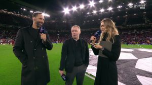 Laura Woods tells Paul Scholes ‘stop it… what are you doing?’ live on TNT Sports after on-screen gaffe