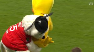 Nantes MASCOT stretchered off after being rugby tackled by Ligue 1 rival as costume’s head flies off