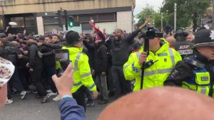 Newcastle and PSG fans clash in city centre as bottles and flares thrown ahead of huge Champions League game